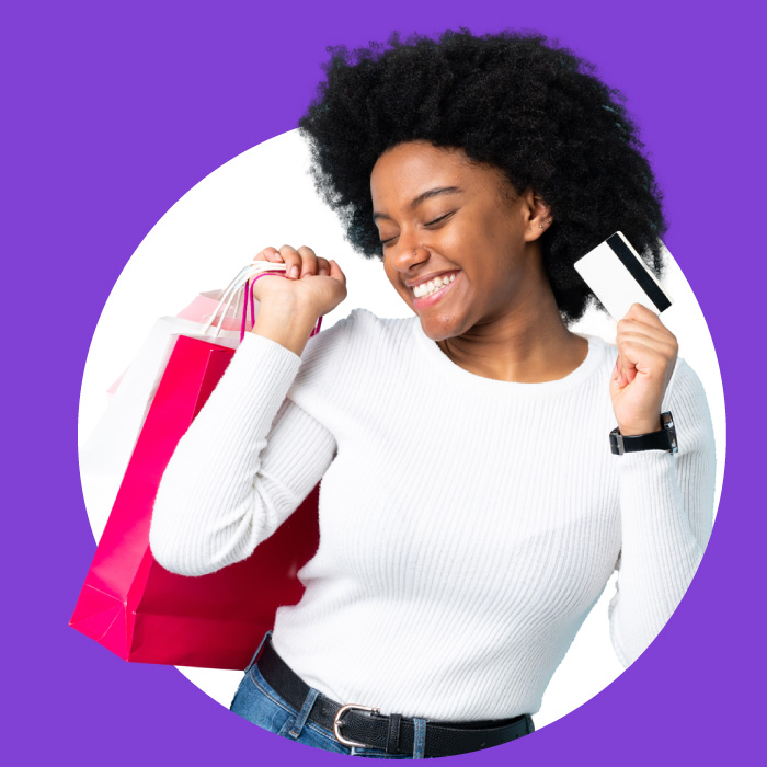 Lady with purple background